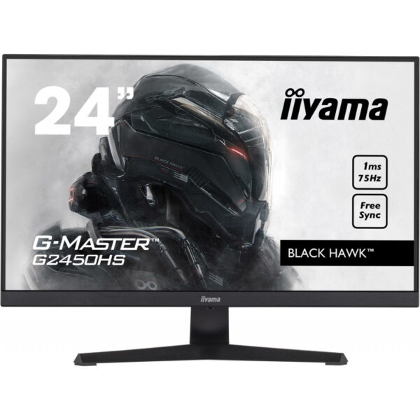 IIYAMAIiyama G-MASTER Black Hawk G2450HS-B1 - LED monitor - 24" (23.8" viewable) - 1920 x 1080 Full HD (1080p) @ 75 Hz - VA - 250 cd / m² - 3000:1 - 1 ms - HDMI, DisplayPort - speakers - matte black