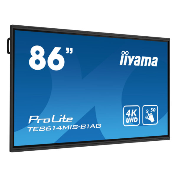 IIYAMA86" iiWare11 , Android 13, 50-Points PureTouch IR+ with zero bonding, 3840x2160, UHD IPS panel, Multi-Screen Display, Metal Housing, Fan-less, Speakers 2x 8W + 2x 18W front and up facing, Microphone Array 8x, VGA, HDMI 4x