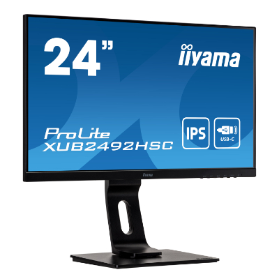 IIYAMAIiyama ProLite XUB2492HSC-B1 - LED monitor - 24" (23.8" viewable) - 1920 x 1080 Full HD (1080p) @ 75 Hz - IPS - 250 cd / m² - 1000:1 - 4 ms - HDMI, DisplayPort, USB-C - speakers - black