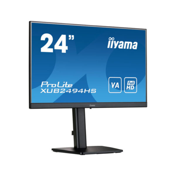 IIYAMAiiyama ProLite XUB2494HS-B2 - LED monitor - 24" (23.8" viewable) - 1920 x 1080 Full HD (1080p) @ 75 Hz - VA - 250 cd / m² - 3000:1 - 4 ms - HDMI, DisplayPort - speakers - matte black