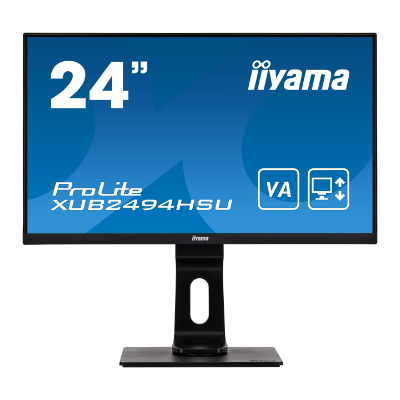 IIYAMAiiyama ProLite XUB2494HSU-B1 - LED monitor - 24" (23.8" viewable) - 1920 x 1080 Full HD (1080p) @ 75 Hz - VA - 250 cd / m² - 3000:1 - 3 ms - HDMI, VGA, DisplayPort - speakers - matte black